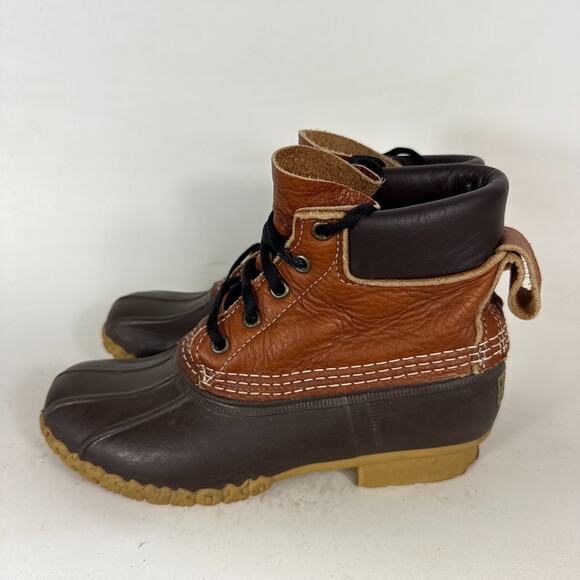 L.L. Bean Bean Boots Women's 7 Brown Leather Lace-Up Ankle Round Toe Waterproof - Picture 5 of 10